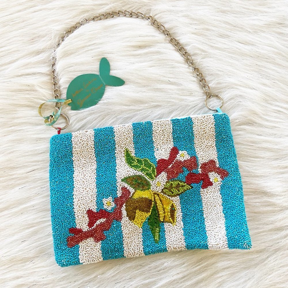 NEW Antica Satoria Beaded Floral Clutch Bag Purse